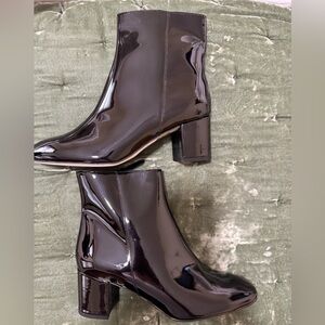 J Crew Black patent leather Ankle Boots